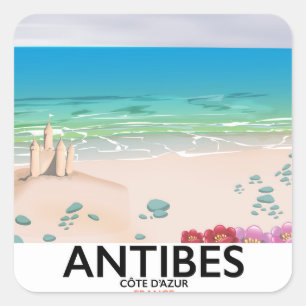 Adesivo Quadrado Cartaz da praia de Antibes França