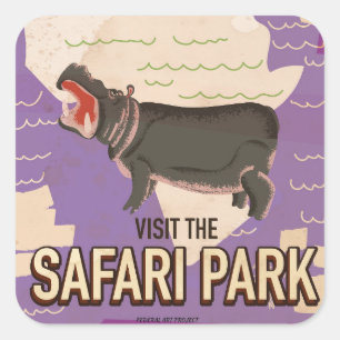 Adesivo Quadrado Cartaz das viagens vintage do parque do safari