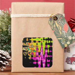 Adesivo Quadrado Cartaz de Arte Abstrato Neon Glitch