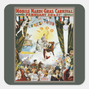 Adesivo Quadrado Cartaz de Arte do Carnaval Mardi Gras Móvel de 190