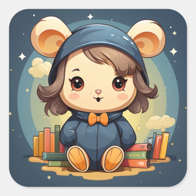 Adesivo Quadrado Cartaz de bebê bonito (Frente)