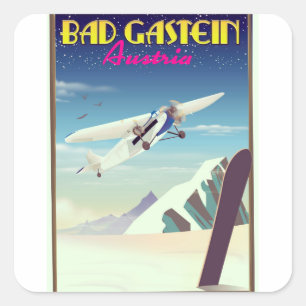Adesivo Quadrado Cartaz de esqui em Bad Gastein Áustria