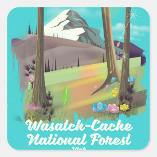 Adesivo Quadrado Cartaz de férias da Floresta Nacional Wasatch-Cach