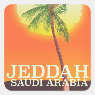 Adesivo Quadrado Cartaz de férias de Jeddah Arábia Saudita