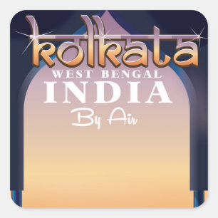 Adesivo Quadrado Cartaz de férias de Kolkata - Bengala Ocidental Ín