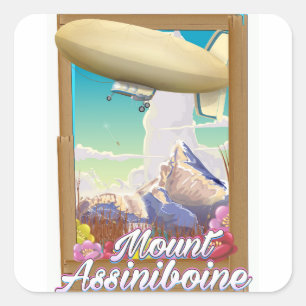 Adesivo Quadrado Cartaz de férias do dirigível do Monte Assiniboine
