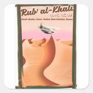 Adesivo Quadrado Cartaz de férias do Rub' al Khali Arábia Saudita.