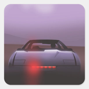 Adesivo Quadrado cartaz de supercarro vintage de 1985