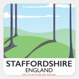 Adesivo Quadrado Cartaz de trem de Staffordshire Inglaterra