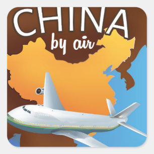 Adesivo Quadrado Cartaz de viagem aérea pela China