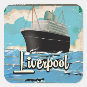 Adesivo Quadrado Cartaz de viagem antigo de Liverpool