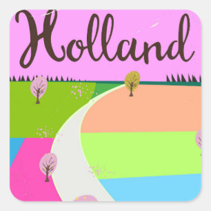 Adesivo Quadrado cartaz de viagem campos da Holanda
