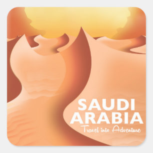 Adesivo Quadrado Cartaz de viagem da Arábia Saudita de avião