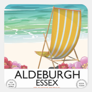 Adesivo Quadrado cartaz de viagem da praia de Aldeburgh Essex