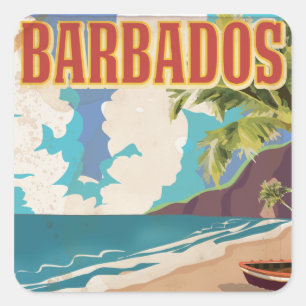 Adesivo Quadrado cartaz de viagem de Barbados
