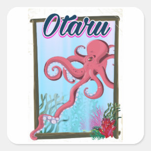 Adesivo Quadrado Cartaz de viagem de lula Otaru Japão