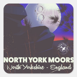 Adesivo Quadrado Cartaz de viagem de North York Moors Inglaterra
