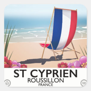 Adesivo Quadrado Cartaz de viagem de St Cyprien, Roussillon França