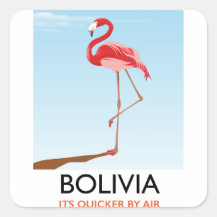 Adesivo Quadrado cartaz de viagem do flamingo da Bolívia