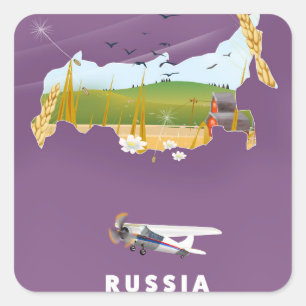 Adesivo Quadrado Cartaz de viagem do mapa russo