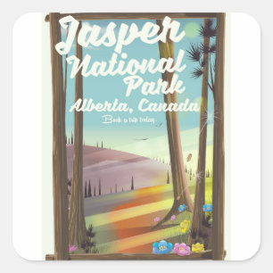 Adesivo Quadrado cartaz de viagem do parque nacional Jasper, Canadá