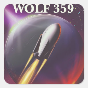 Adesivo Quadrado Cartaz de viagem espacial "Wolf 359 para uma Avent