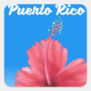Adesivo Quadrado Cartaz de viagem Flor de maga de Porto Rico