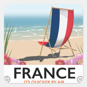 Adesivo Quadrado cartaz de viagem para praia à beira-mar na França