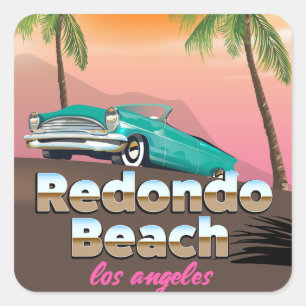 Adesivo Quadrado Cartaz de viagem Redondo Beach LA