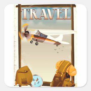 Adesivo Quadrado Cartaz de Viagem Vintage