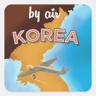 Adesivo Quadrado Cartaz de viagem vintage da Coreia impresso
