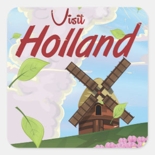 Adesivo Quadrado Cartaz de viagem vintage da Holanda