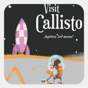 Adesivo Quadrado Cartaz de viagem vintage de Calisto (lua de Júpite