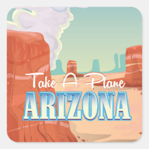Adesivo Quadrado Cartaz de viagem vintage do Arizona