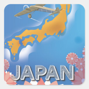 Adesivo Quadrado Cartaz de viagem vintage do Japão