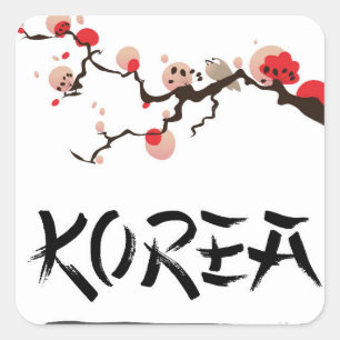 Adesivo Quadrado Cartaz de viagem vintage Korea Ink.