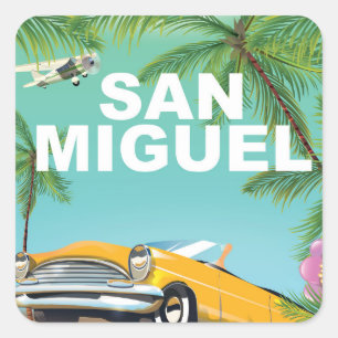 Adesivo Quadrado Cartaz de viagem vintage San Miguel El Salvador