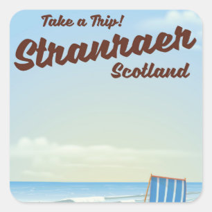 Adesivo Quadrado Cartaz de viagem vintage Stranraer Escócia