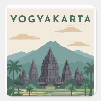Adesivo Quadrado Cartaz de Viagem Yogyakarta Indonésia