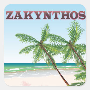 Adesivo Quadrado Cartaz de viagem Zakynthos Grécia