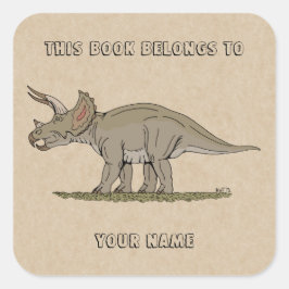 Adesivo Quadrado Cartaz do Dinossauro Tricerátopo Cretáceo