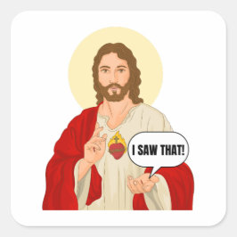 Adesivo Quadrado Cartaz do retrato de Jesus - Eu vi esse dom religi