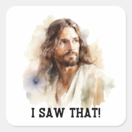 Adesivo Quadrado Cartaz do retrato de Jesus - Eu vi esse dom religi