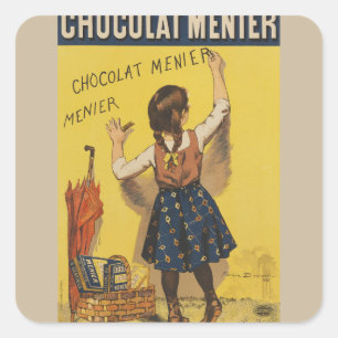 Adesivo Quadrado Cartaz Francês Vintage Chocolat Menier Arte Bouiss