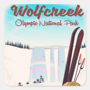 Adesivo Quadrado Cartaz olímpico do viagem do parque nacional de