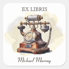 Adesivo Quadrado Cartaz telefônico de cobre antigo