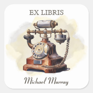 Adesivo Quadrado Cartaz telefônico de cobre antigo