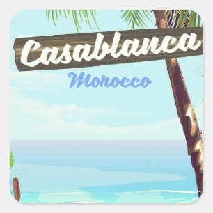 Adesivo Quadrado Cartaz vintage romântico de Casablanca Marrocos