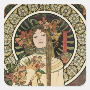 Adesivo Quadrado Cartaz Vintage Trappistine Nouveau Alfonse Mucha