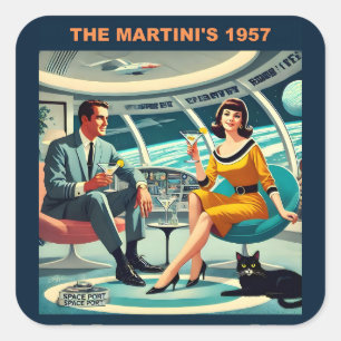 Adesivo Quadrado Cartazes de Viagens Espaciais Martini Os Martini's
